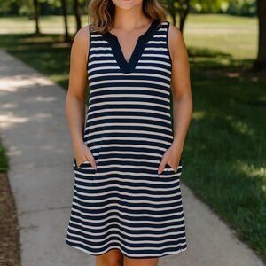 Lands' End Women's Cotton Jersey Dress Swim Cover-up Size Medium with POCKETS!